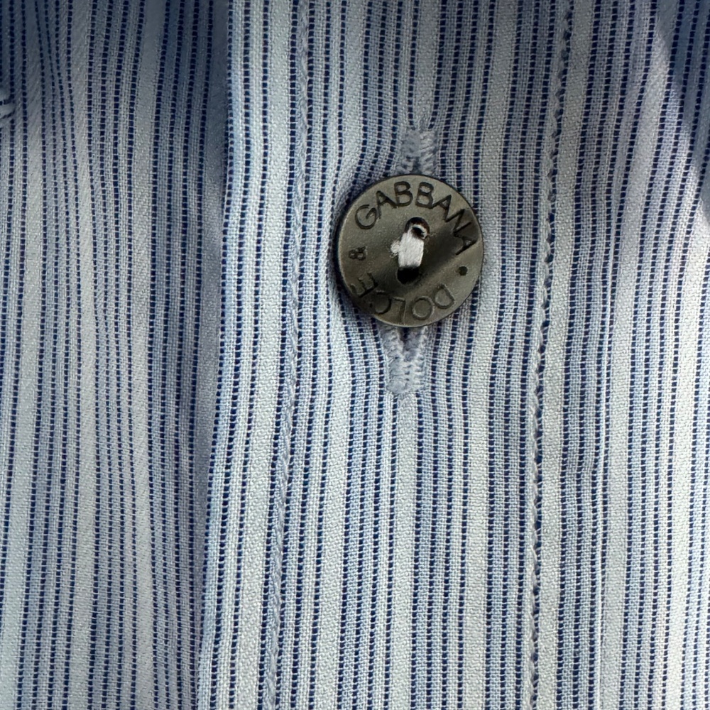 Dolce & Gabbana Light Blue Pinstripe Button-Down Shirt - Picture 7 of 15
